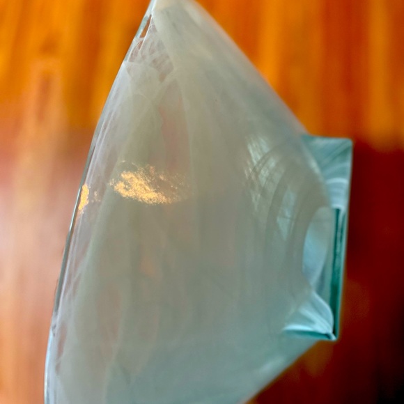 Recycled Art Glass Eco glass Centerpiece Bowl Sea-foam Made In Spain - Picture 14 of 16